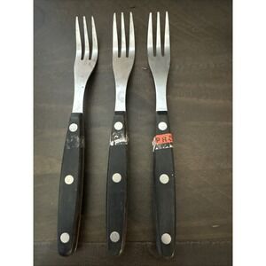 Dinner Forks Ronco Triple Rivet Black Plastic Melamine Handle Stainless Forged-3